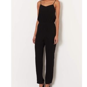 Top shop spaghetti strap black satin jumpsuit